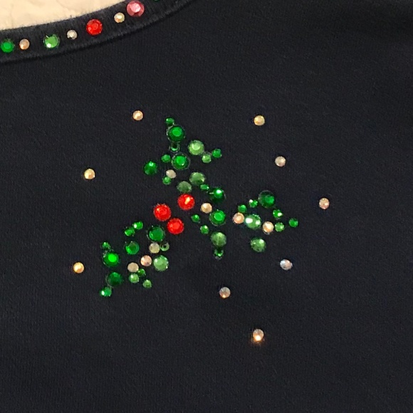 QF navy blue holiday 3/4 sleeve top with 3 blingy candles — sparkly! (2X) - Picture 15 of 16